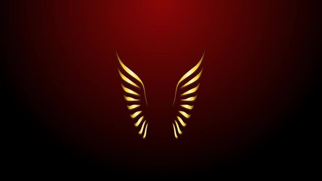 wing logo with gold gradient color green screen background
