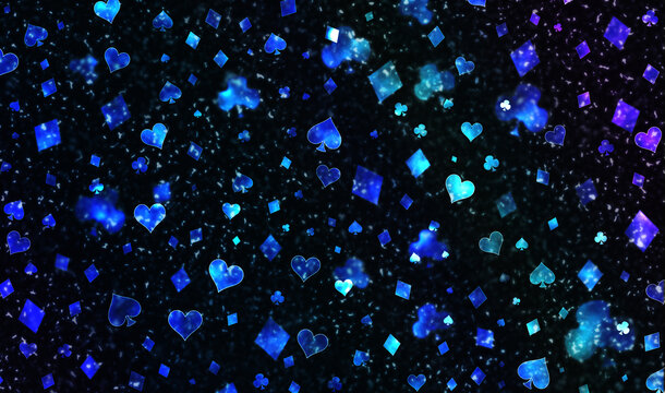 Bright blue poker abstract bokeh pattern.