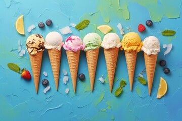 Colorful ice cream scenes for digital illustration inspiration - obrazy, fototapety, plakaty