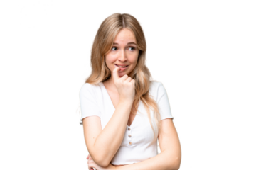 Young English woman over isolated background nervous and scared