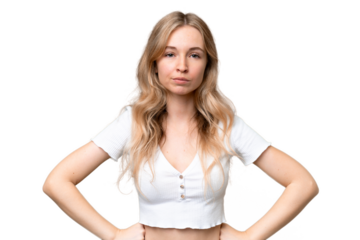 Young English woman over isolated background angry
