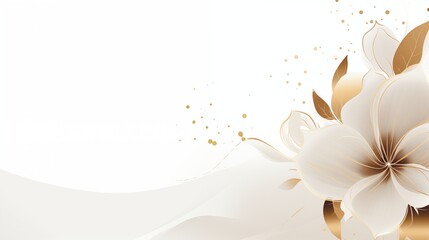 Elegant abstract golden floral design on a creamy background.