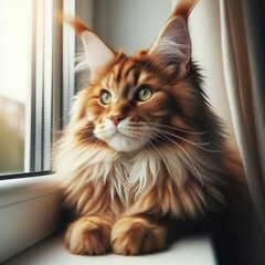 A cat sitting on a window sill attractive harmony lively illustrator illustrator.