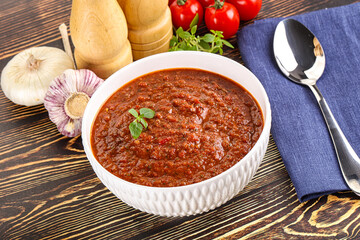 Spanish traditional gazpacho tomato soup