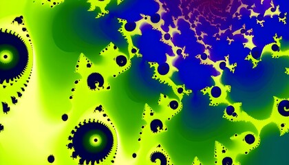 The image should feature a complex pattern generated by the Mandelbrot set, displaying an intricate and infinitely repeating motif. Use a vibrant color palette to enhance the depth and dimension. - obrazy, fototapety, plakaty
