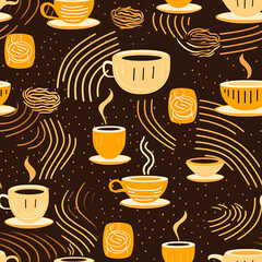 Coffee cup seamless pattern, the beauty of design for many different graphic works. - obrazy, fototapety, plakaty