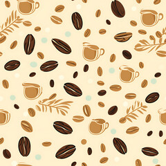 Fototapeta premium Coffee cup seamless pattern, the beauty of design for many different graphic works.