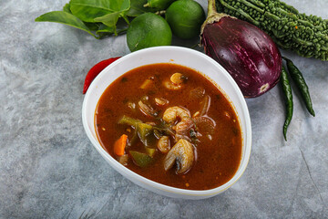 Spicy and Sour Soup with Prawns