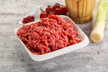 Minced beef meat in the bowl