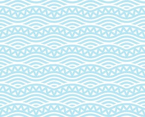 One-color seamless pattern with waves