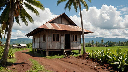 AI image generate Malay village house