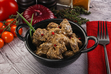 Beef liver with cream sauce