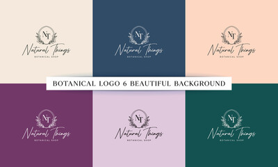 Botanical Floral Element Logo, Wild Flower, and Leaves. Hand-drawn floral frames with flowers, branches, and leaves, Wreath, Vector illustrations for labels, business identity, and wedding invitations