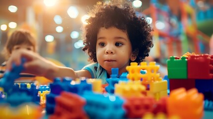 Step into the world of child development with a visual representation showcasing the milestones of growth and cognitive advancement. as children partake in educational and playful activities.