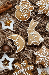 Christmas Cookies. Handmade Gift. Ney Year Concept. Top View. Vertical Photo