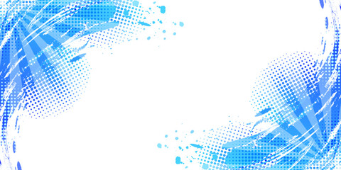 Blue Gradient Brush Texture Background with Halftone Effect. Vibrant Sport Background with Grunge Style