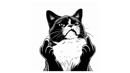 Middle finger cat svg funny offensive cat drawing cat middle finger funny cat vector