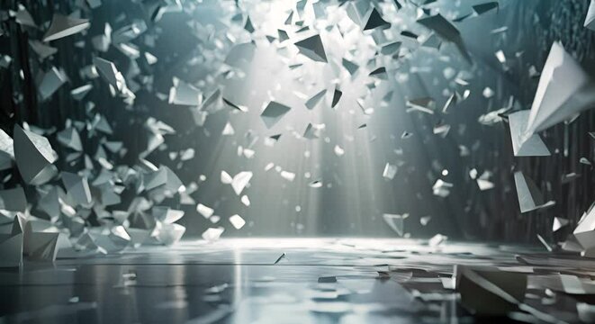 3D-rendered minimalist light shards, abstractly depicting data fragmentation and integration