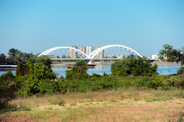 Railway bridge over a river in Europe