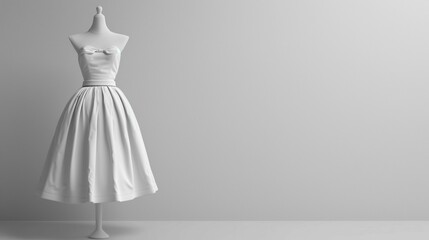 White summer dress mockup, lovely dress on mannequin, 3d render