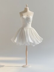 White dress mockup, lovely dress on mannequin, 3d render