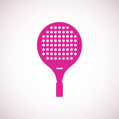 Minimalistic pink padel racquet icon on a light background, perfect for logos, app icons, or graphical elements in sports themed projects.