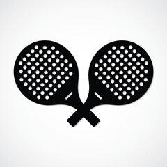 Sleek black padel racquets crossed design, ideal for logos, sports equipment branding, or any graphical representation of padel sports.