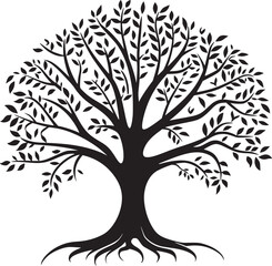 Fototapeta premium line art nature logo vector design oak tree inside circle, abstract tree logo symbol inside circle