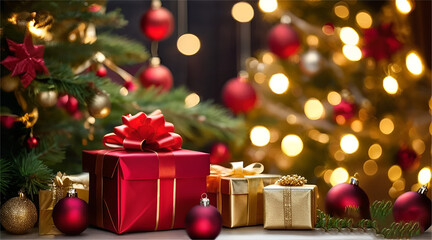 Christmas or New Year background with gift box