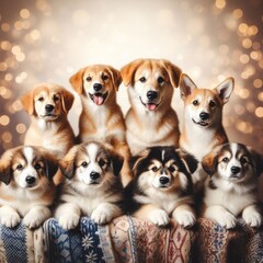 Many puppies sitting together art photo attractive harmony has illustrative meaning illustrator