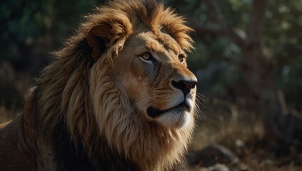 Naklejka premium photo of a male lion that looks cool made by AI generative
