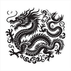 Vector drawing of a black dragon silhouette