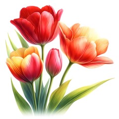 Bright Red and Yellow Tulips in Bloom