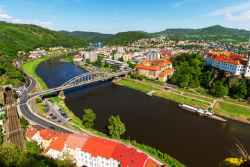 Panorama czeskiego miasta Děčín na rzeką Łabą  © Grzegorz Polak