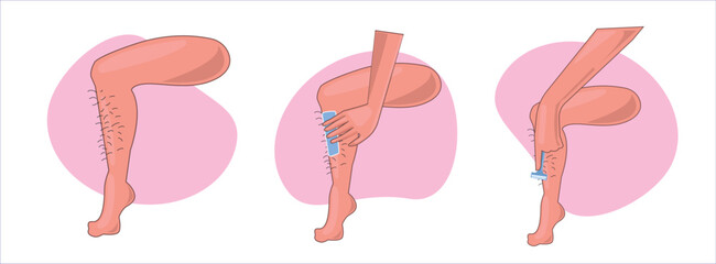 Waxing, human body wax, leg waxing hand drawing vector illustration