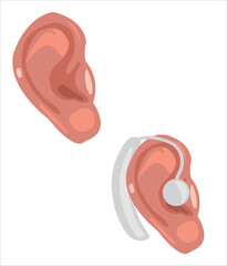 Ear, ear cleaning and hearing aid vector illustration