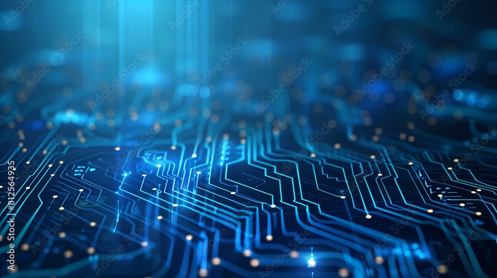 Poster advanced circuit design on deep blue background.