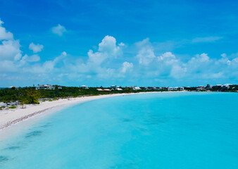 White sandy beach and clear blue sea at Taylor Bay in Providenciales, Turks and Caicos