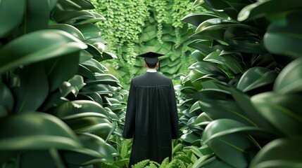 Imaginative composition of a graduate surrounded by a forest of opportunity - Powered by Adobe