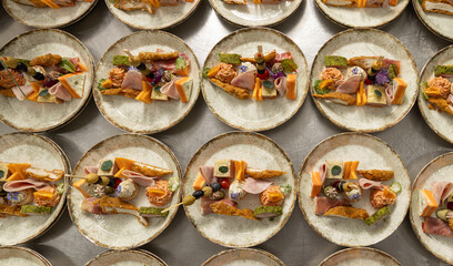 Elegant appetizers at catered event