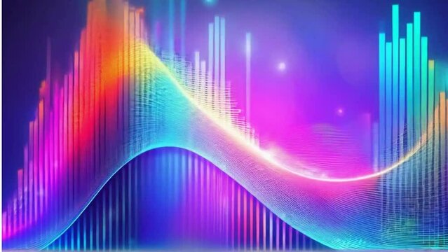 Animated color sound wave with peaks and troughs indicating high and low-frequency zones.