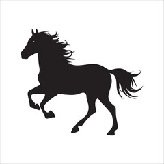 black and white vector silhouette of a Horse