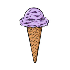 Blueberry ice cream cone, Homemade blueberry flavor sherbet no churn ice cream hand drawn, Fresh purple fruit ice cream 
