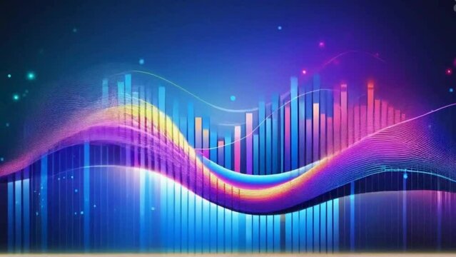 Animated color sound wave with peaks and troughs indicating high and low-frequency zones.