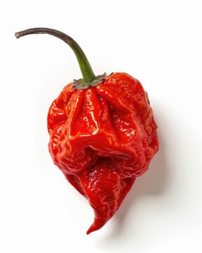Spicy Sweet Peppadew Pepper: Top-View Isolated on White Background - Aromatic Red Fruit with Hot