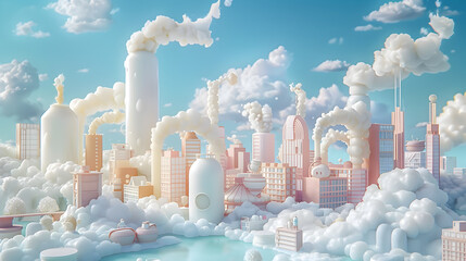 Retro Futuristic Cityscape for World Milk Day