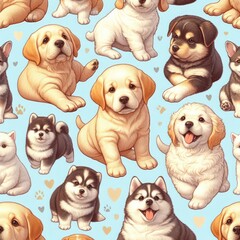 A pattern of puppies and dogs image attractive harmony has illustrative meaning illustrator.