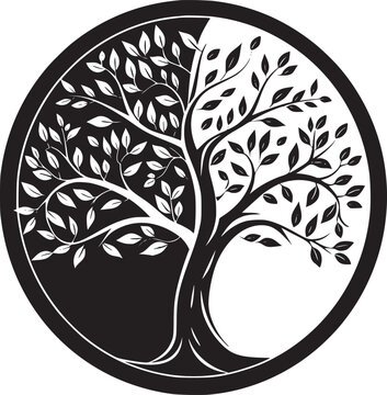 recommend clip art: line art nature logo vector design oak tree inside circle, abstract tree logo symbol inside circle
                    