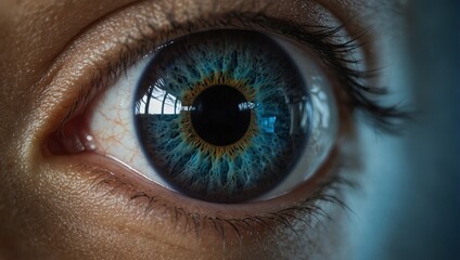 Fototapeta premium photo of eyes with blue irises made by AI generative