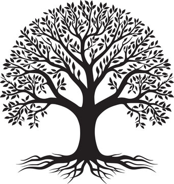 recommend clip art: line art nature logo vector design oak tree inside circle, abstract tree logo symbol inside circle
                    